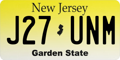 NJ license plate J27UNM