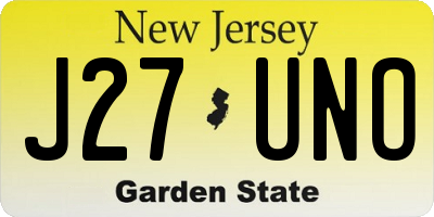 NJ license plate J27UNO
