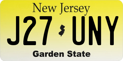 NJ license plate J27UNY