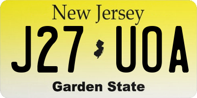 NJ license plate J27UOA
