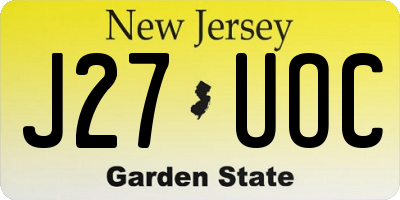 NJ license plate J27UOC