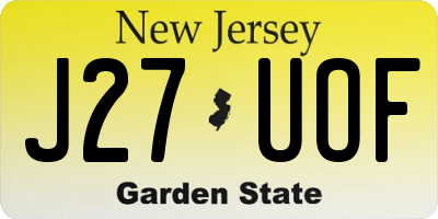 NJ license plate J27UOF