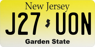 NJ license plate J27UON
