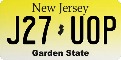 NJ license plate J27UOP