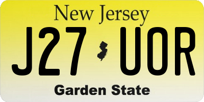 NJ license plate J27UOR