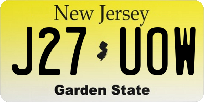 NJ license plate J27UOW
