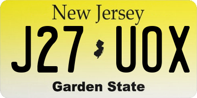 NJ license plate J27UOX