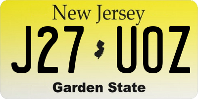 NJ license plate J27UOZ