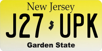 NJ license plate J27UPK
