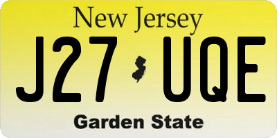 NJ license plate J27UQE