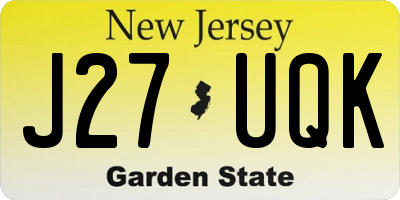 NJ license plate J27UQK