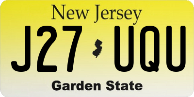 NJ license plate J27UQU