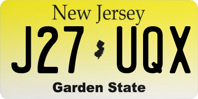 NJ license plate J27UQX