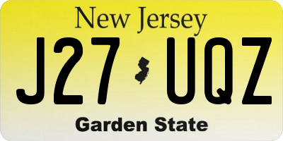 NJ license plate J27UQZ