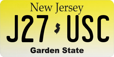 NJ license plate J27USC