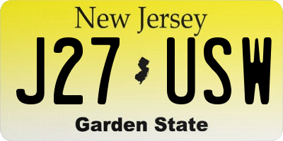 NJ license plate J27USW