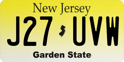 NJ license plate J27UVW