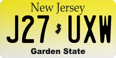 NJ license plate J27UXW