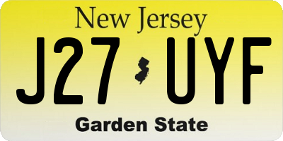 NJ license plate J27UYF