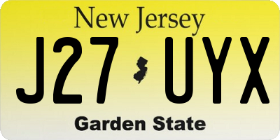 NJ license plate J27UYX