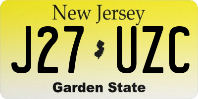 NJ license plate J27UZC