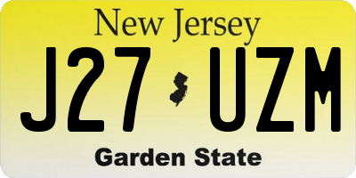 NJ license plate J27UZM