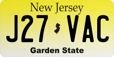 NJ license plate J27VAC
