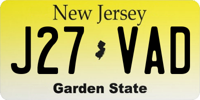 NJ license plate J27VAD