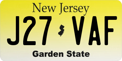 NJ license plate J27VAF