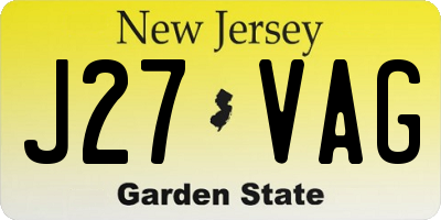 NJ license plate J27VAG