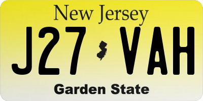NJ license plate J27VAH