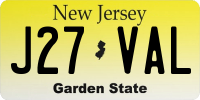 NJ license plate J27VAL