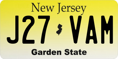 NJ license plate J27VAM