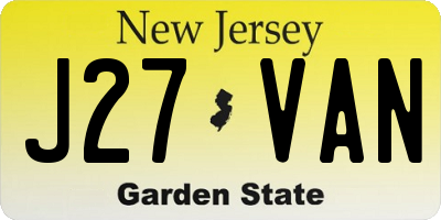 NJ license plate J27VAN