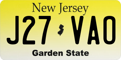 NJ license plate J27VAO