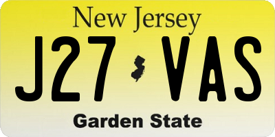 NJ license plate J27VAS