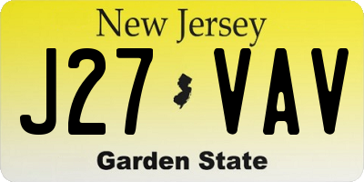 NJ license plate J27VAV