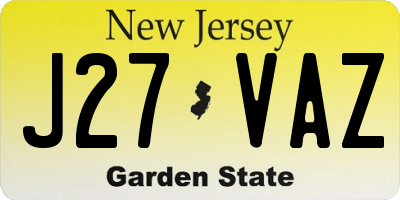 NJ license plate J27VAZ