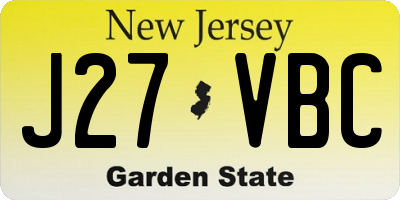 NJ license plate J27VBC
