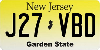 NJ license plate J27VBD