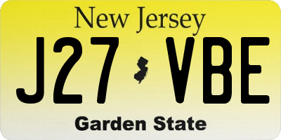 NJ license plate J27VBE
