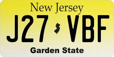 NJ license plate J27VBF