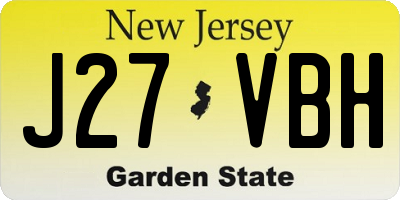 NJ license plate J27VBH