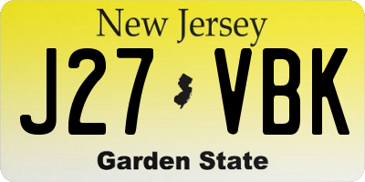 NJ license plate J27VBK