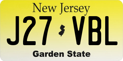 NJ license plate J27VBL