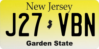 NJ license plate J27VBN
