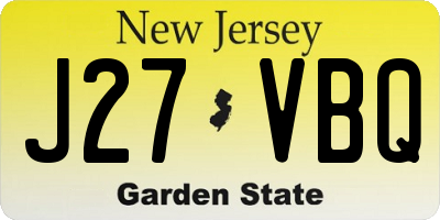 NJ license plate J27VBQ