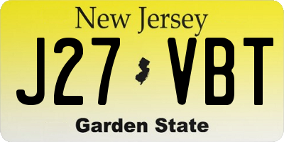 NJ license plate J27VBT