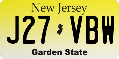 NJ license plate J27VBW