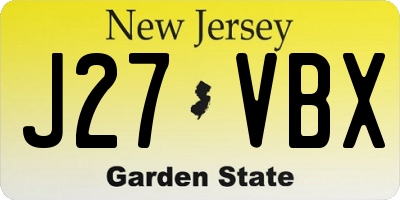 NJ license plate J27VBX
